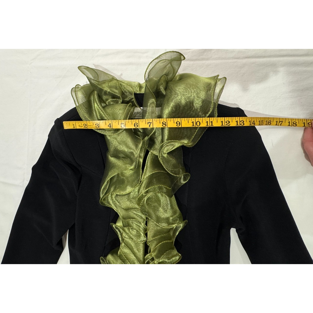 Vtg Cocktail Lillie Rubin Black Jacket Skirt Ruffled Green Organza Collar 6 Suit - Picture 10 of 16